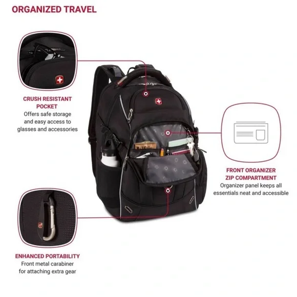 SwissGear Black and Gray Travel Backpack - Picture 3 of 12